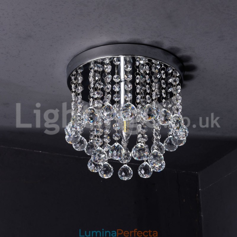 Candelabru rotund modern de cristal pentru verandă