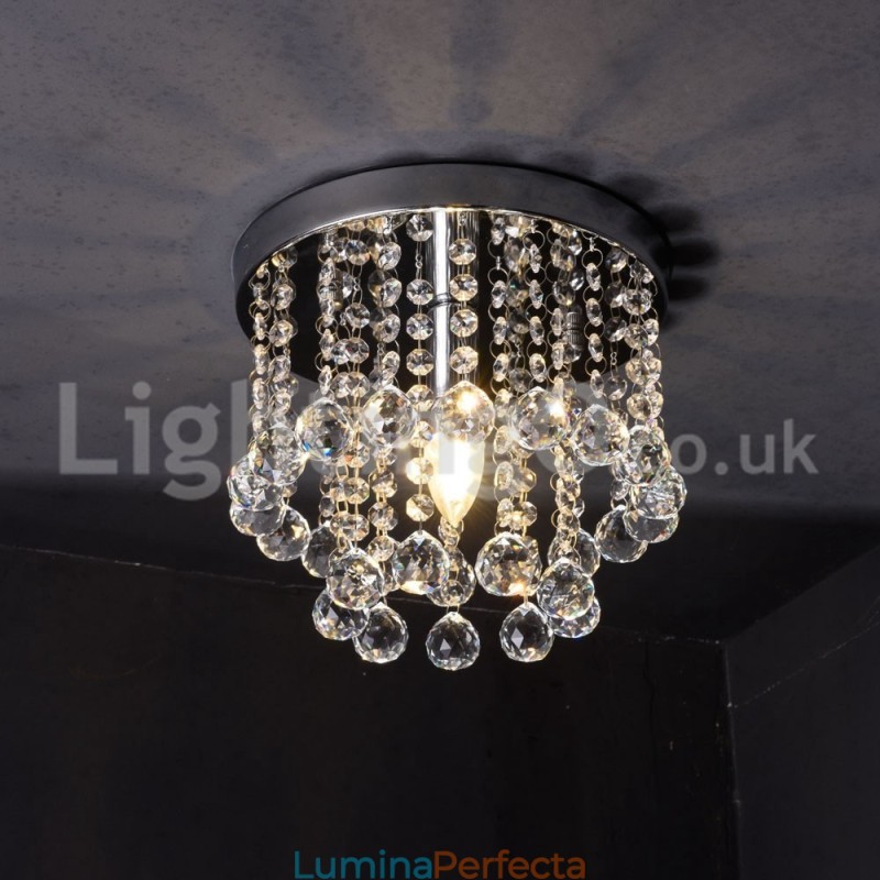 Candelabru rotund modern de cristal pentru verandă