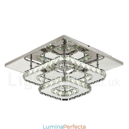 Plafoniere moderne, pătrate, de cristal, montate încastrat, cu telecomandă Plafoniere moderne, pătrate, de cristal, montate încastrat, cu telecomandă