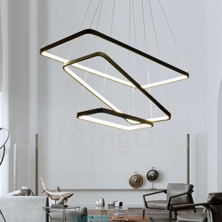 Lampă suspendată reglabilă cu telecomandă Design modern Trei dreptunghiuri Lampă suspendată reglabilă cu telecomandă Design modern Trei dreptunghiuri