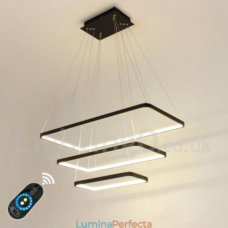 Lampă suspendată reglabilă cu telecomandă Design modern Trei dreptunghiuri