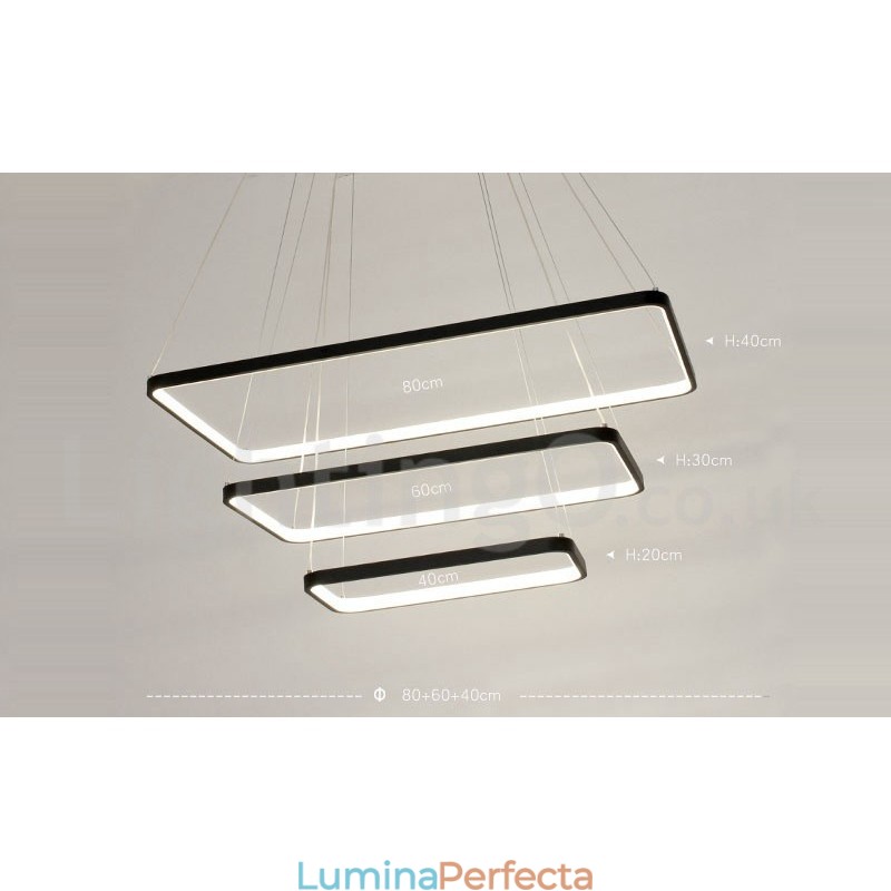 Lampă suspendată reglabilă cu telecomandă Design modern Trei dreptunghiuri