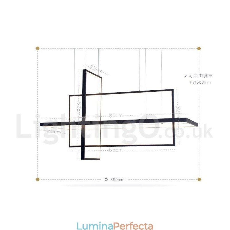 Lampă suspendată reglabilă cu telecomandă Design modern Trei dreptunghiuri