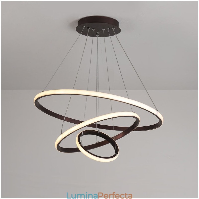 Lampă suspendată cu lumină în afara cercurilor cu control de la distanță inele de design modern