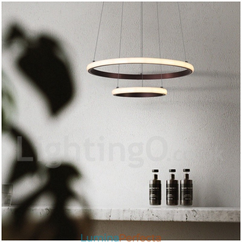 Lampă suspendată cu lumină în afara cercurilor cu control de la distanță inele de design modern