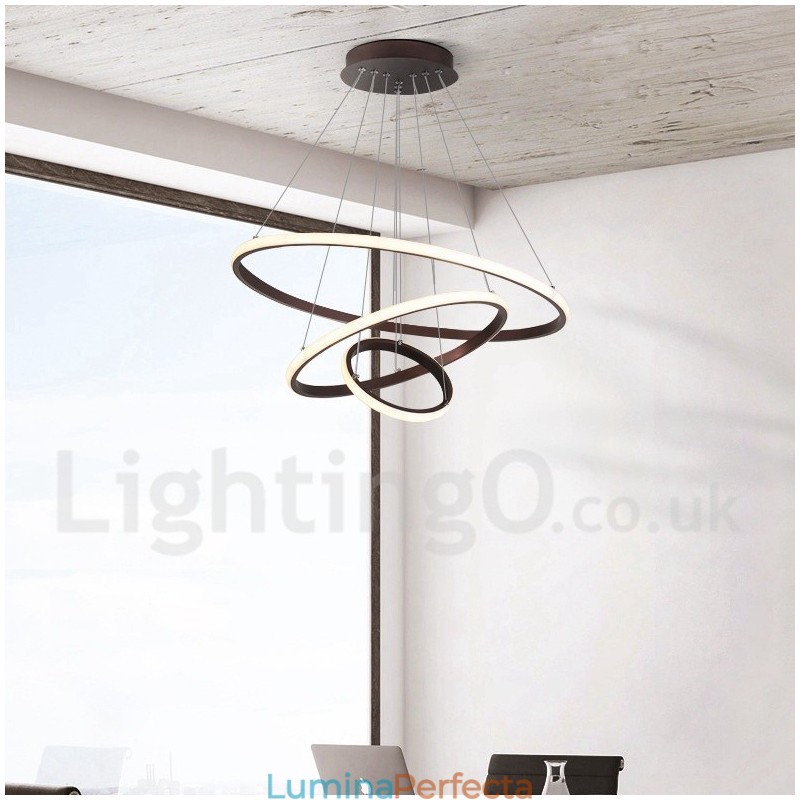 Lampă suspendată cu lumină în afara cercurilor cu control de la distanță inele de design modern