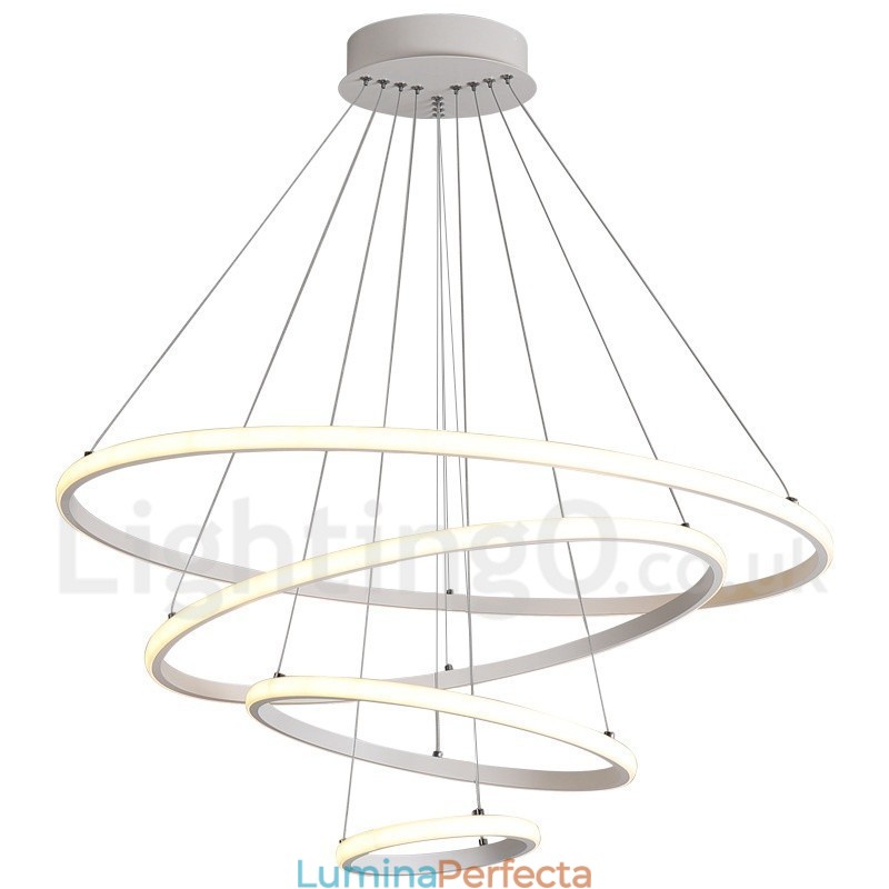 Lampă suspendată cu lumină în afara cercurilor cu control de la distanță inele de design modern