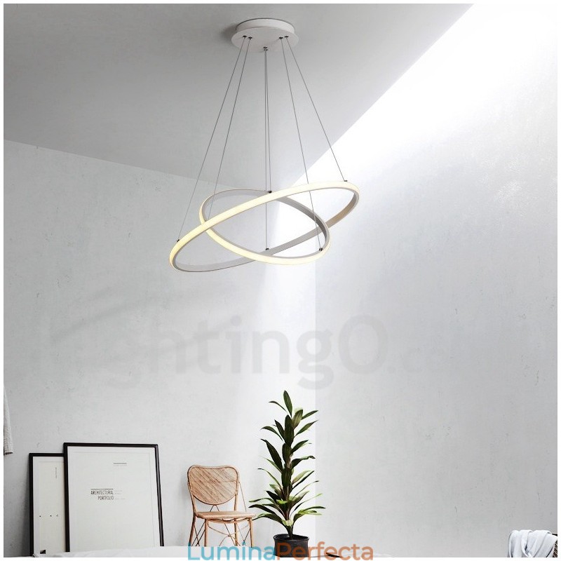 Lampă suspendată cu lumină în afara cercurilor cu control de la distanță inele de design modern
