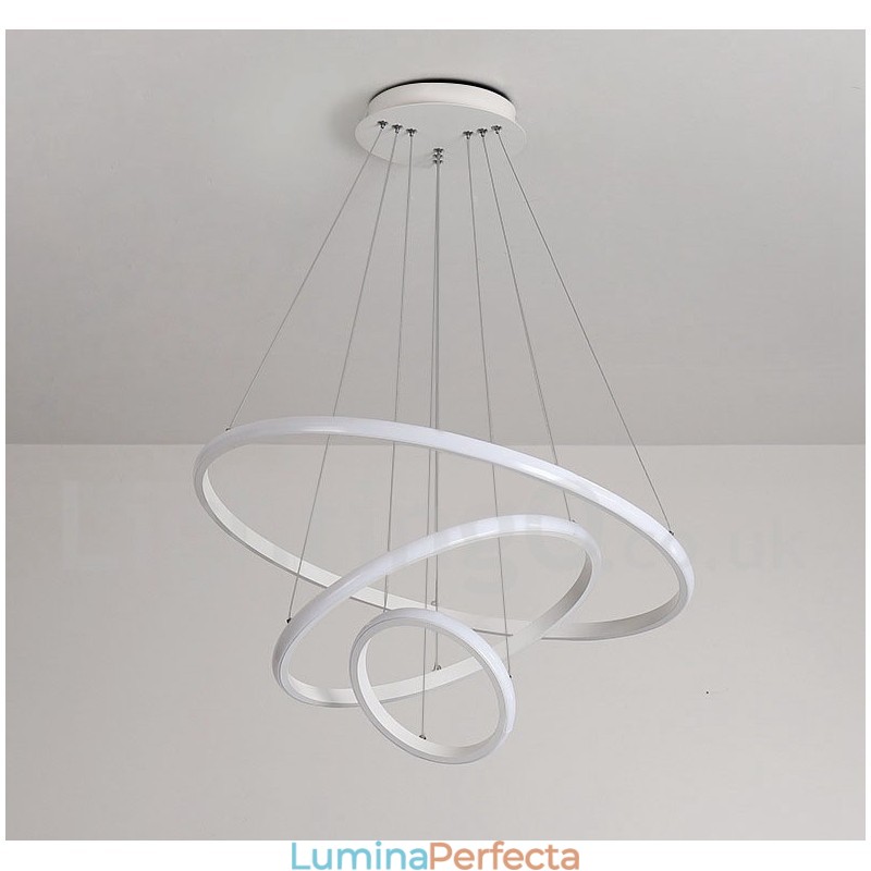 Lampă suspendată cu lumină în afara cercurilor cu control de la distanță inele de design modern