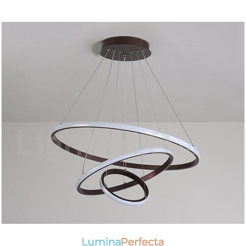 Lampă suspendată cu lumină în afara cercurilor cu control de la distanță inele de design modern
