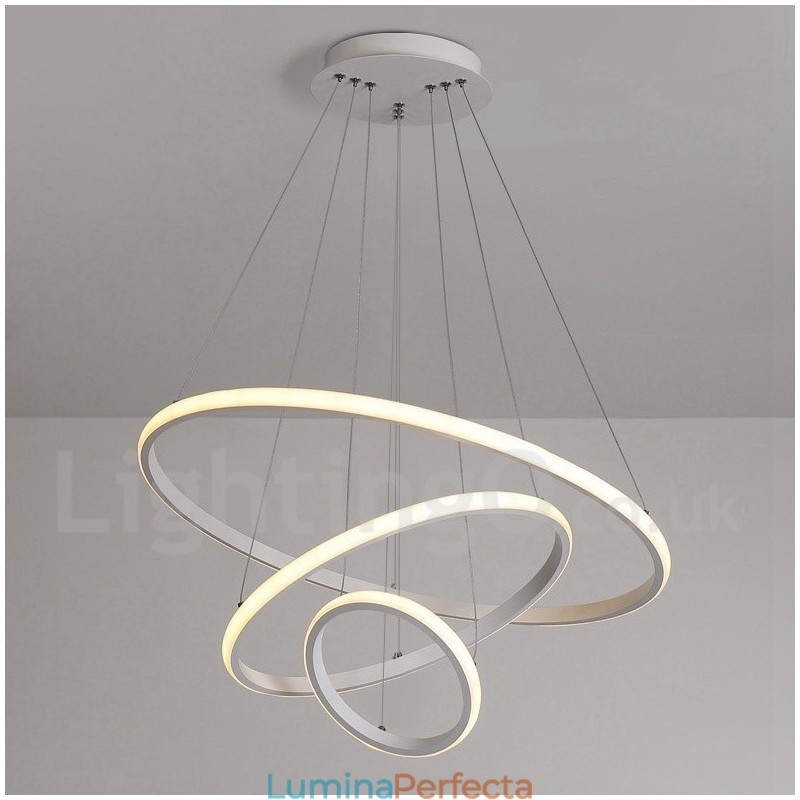 Lampă suspendată cu lumină în afara cercurilor cu control de la distanță inele de design modern