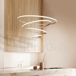 Lampă suspendată cu lumină în afara cercurilor cu control de la distanță inele de design modern