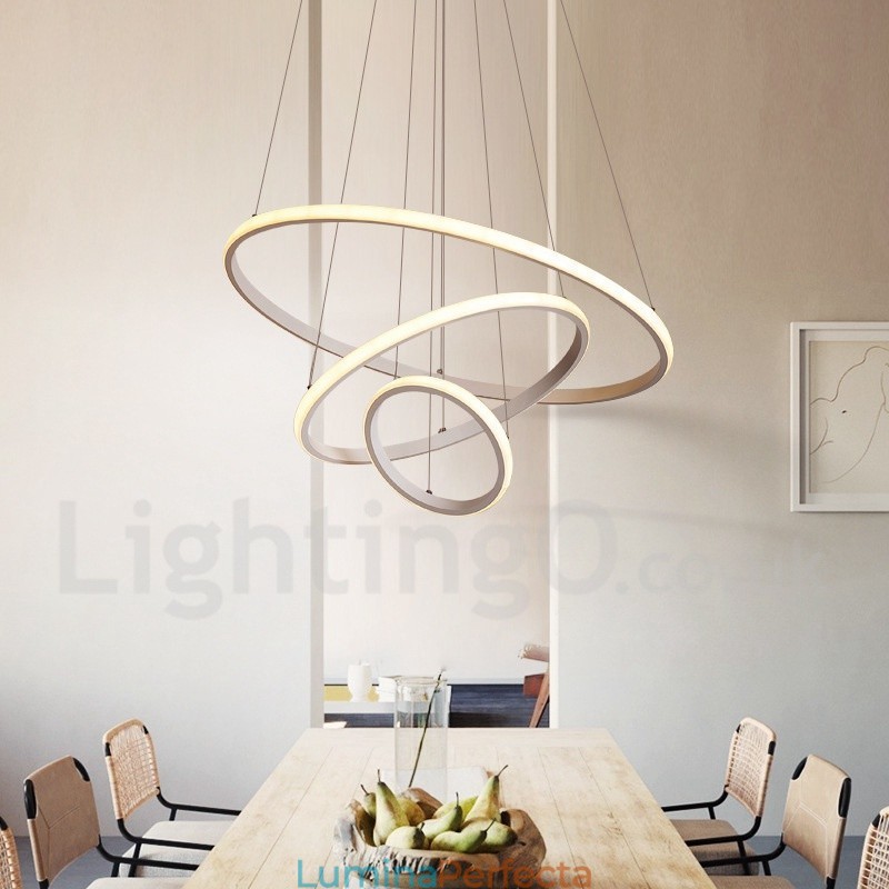 Lampă suspendată cu lumină în afara cercurilor cu control de la distanță inele de design modern