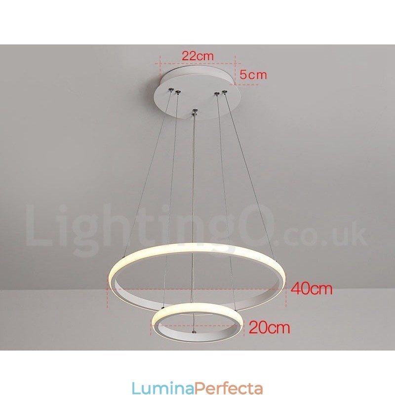 Lampă suspendată cu lumină în afara cercurilor cu control de la distanță inele de design modern