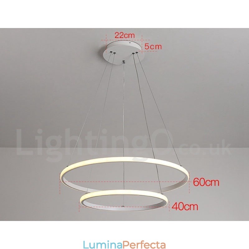 Lampă suspendată cu lumină în afara cercurilor cu control de la distanță inele de design modern
