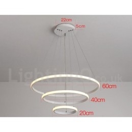 Lampă suspendată cu lumină în afara cercurilor cu control de la distanță inele de design modern