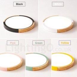 Plafoniera rotundă din lemn, multicoloră, ultra subțire, din lemn masiv, cu abajur din acrilic, în stil nordic