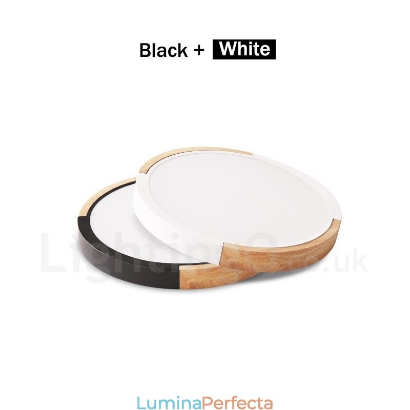 Plafoniera rotundă din lemn, multicoloră, ultra subțire, din lemn masiv, cu abajur din acrilic, în stil nordic