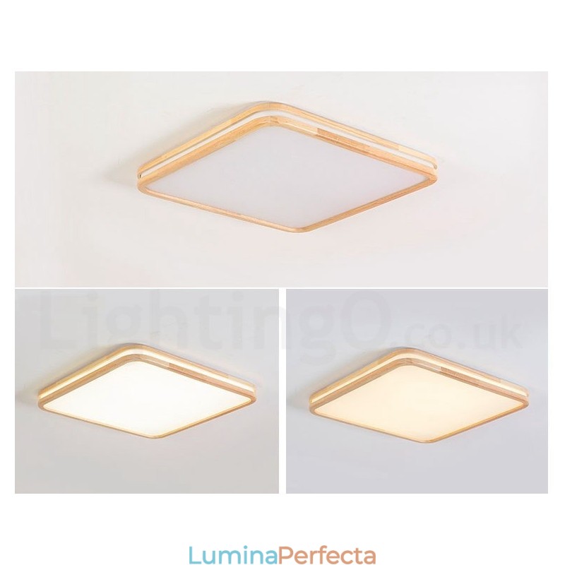 Plafoniera rotundă, pătrată, dreptunghiulară, ultra subțire, din lemn masiv, cu umbră acrilică, plafoniera stil nordic