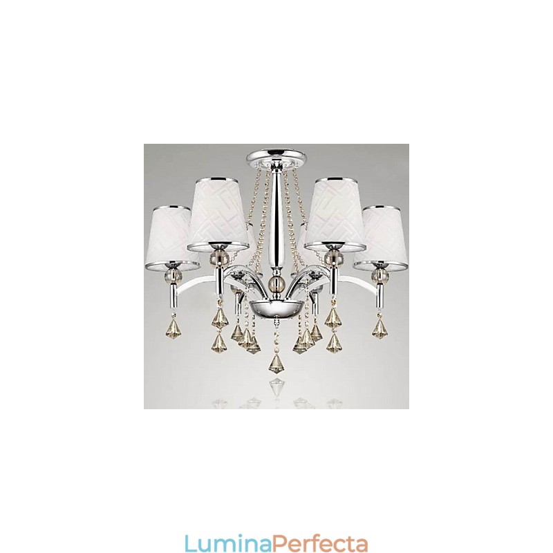 Candelabru contemporan modern din metal cromat din cristal