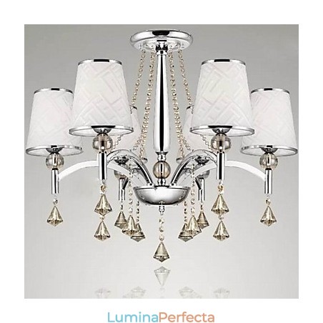 Candelabru contemporan modern din metal cromat din cristal Candelabru contemporan modern din metal cromat din cristal