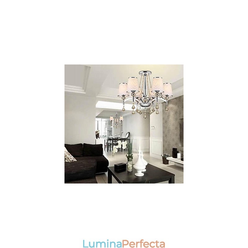 Candelabru contemporan modern din metal cromat din cristal