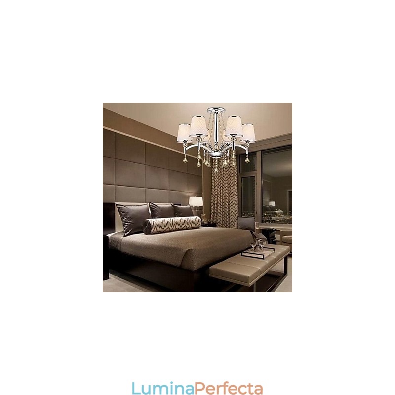 Candelabru contemporan modern din metal cromat din cristal