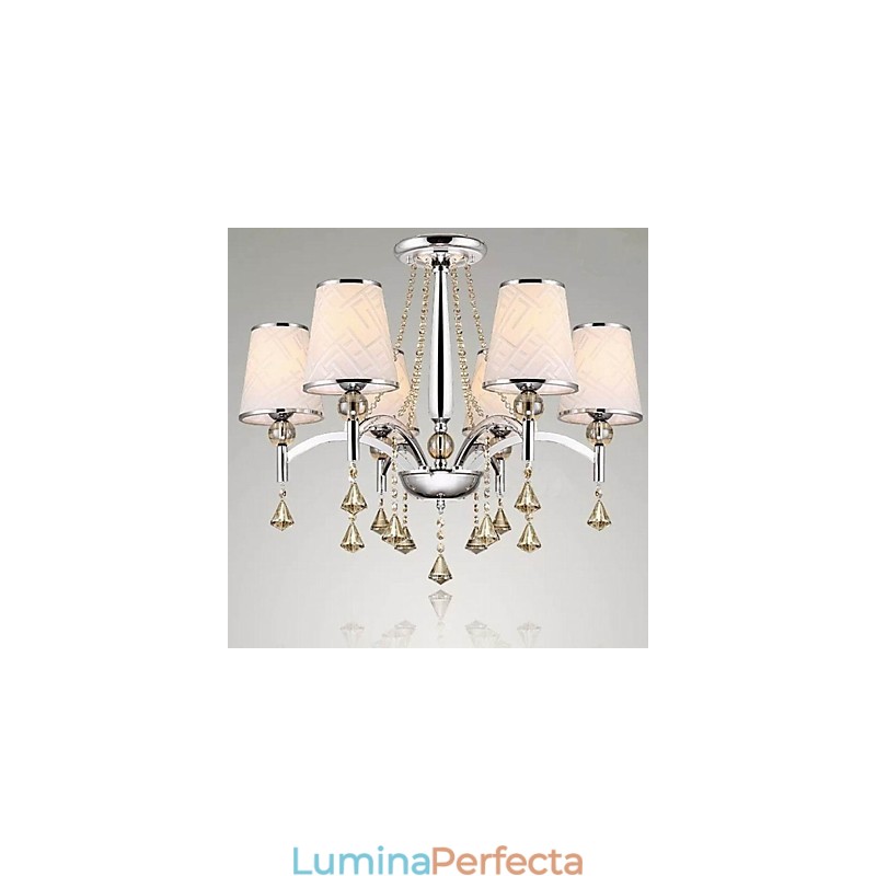 Candelabru contemporan modern din metal cromat din cristal