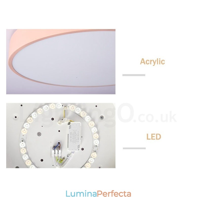 Plafoniera circulară din lemn, ultra subțire, cu intensitate variabilă, cu abajur acrilic, în stil nordic.
