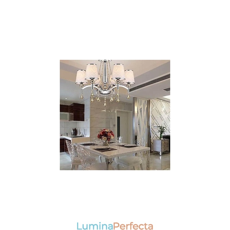Candelabru contemporan modern din metal cromat din cristal