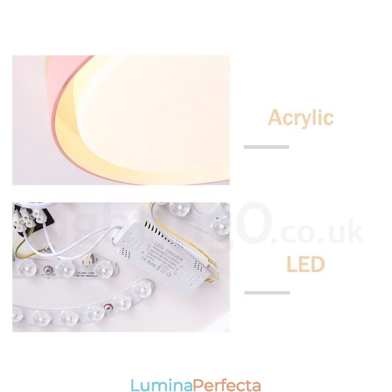 Plafoniera circulară din lemn în mai multe culori, reglabilă, cu abajur din acril, în stil nordic