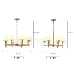 6 lumini 8 lumini multi culori din lemn de macaron pandantiv cu nuante de sticla candelabru stil nordic