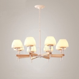 6 lumini 8 lumini multi culori din lemn de macaron pandantiv cu nuante de sticla candelabru stil nordic