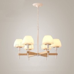 6 lumini 8 lumini multi culori din lemn de macaron pandantiv cu nuante de sticla candelabru stil nordic