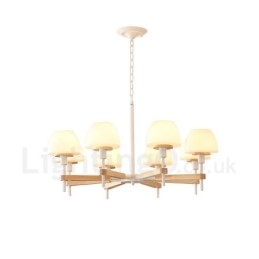 6 lumini 8 lumini multi culori din lemn de macaron pandantiv cu nuante de sticla candelabru stil nordic