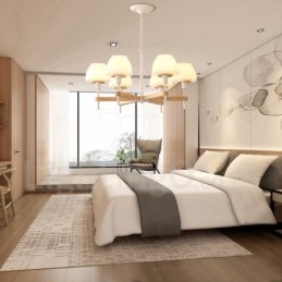 6 lumini 8 lumini multi culori din lemn de macaron pandantiv cu nuante de sticla candelabru stil nordic
