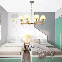 6 lumini 8 lumini multi culori din lemn de macaron pandantiv cu nuante de sticla candelabru stil nordic