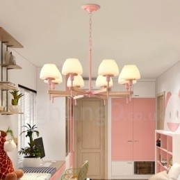 6 lumini 8 lumini multi culori din lemn de macaron pandantiv cu nuante de sticla candelabru stil nordic