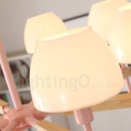 6 lumini 8 lumini multi culori din lemn de macaron pandantiv cu nuante de sticla candelabru stil nordic