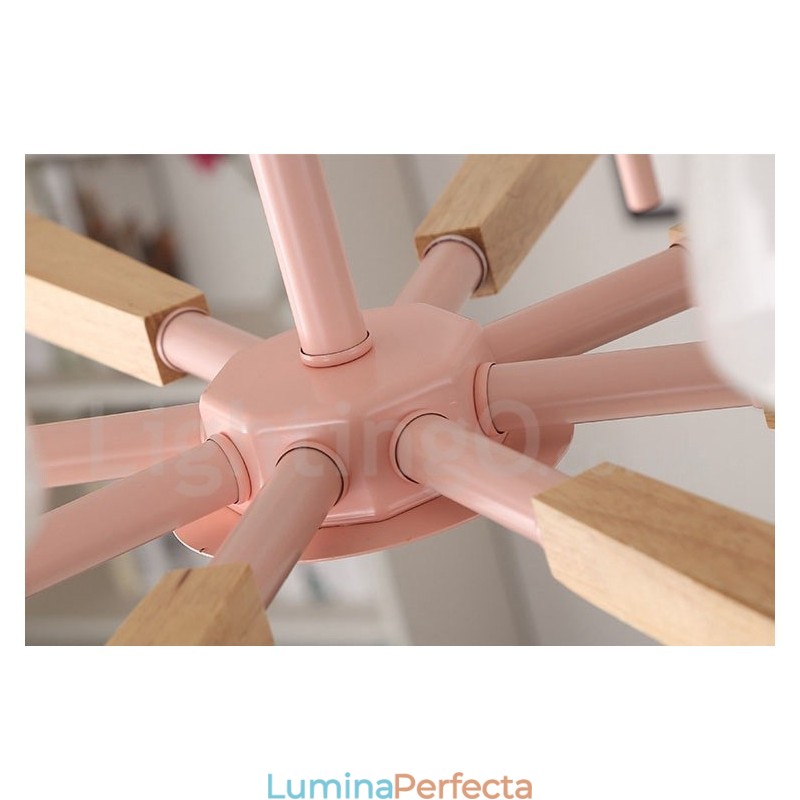 6 lumini 8 lumini multi culori din lemn de macaron pandantiv cu nuante de sticla candelabru stil nordic