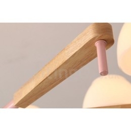 6 lumini 8 lumini multi culori din lemn de macaron pandantiv cu nuante de sticla candelabru stil nordic