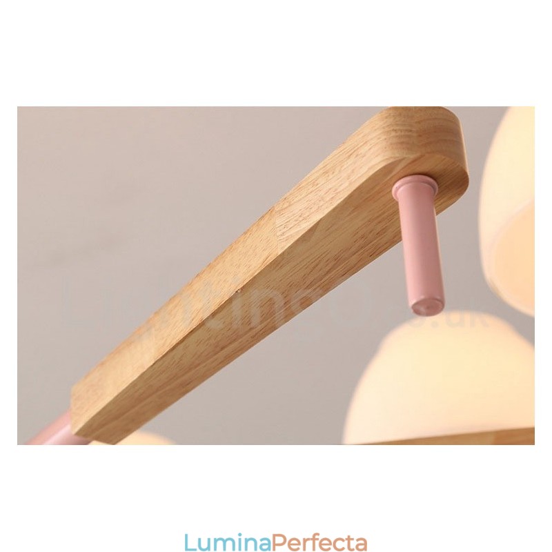 6 lumini 8 lumini multi culori din lemn de macaron pandantiv cu nuante de sticla candelabru stil nordic