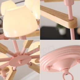 6 lumini 8 lumini multi culori din lemn de macaron pandantiv cu nuante de sticla candelabru stil nordic