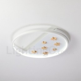 Plafoniera rotundă din lemn cu stele albe reglabile Plafoniera ultrasubțire poate fi folosită și ca lampă de perete