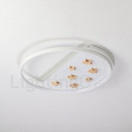 Plafoniera rotundă din lemn cu stele albe reglabile Plafoniera ultrasubțire poate fi folosită și ca lampă de perete