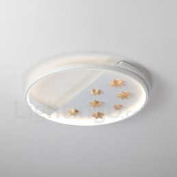 Plafoniera rotundă din lemn cu stele albe reglabile Plafoniera ultrasubțire poate fi folosită și ca lampă de perete