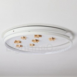 Plafoniera rotundă din lemn cu stele albe reglabile Plafoniera ultrasubțire poate fi folosită și ca lampă de perete