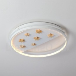 Plafoniera rotundă din lemn cu stele albe reglabile Plafoniera ultrasubțire poate fi folosită și ca lampă de perete
