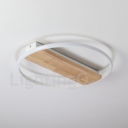 Plafoniera din lemn rotund alb cu intensitate reglabilă. Plafoniera ultrasubțire poate fi folosită și ca lampă de perete