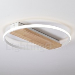Plafoniera din lemn rotund alb cu intensitate reglabilă. Plafoniera ultrasubțire poate fi folosită și ca lampă de perete